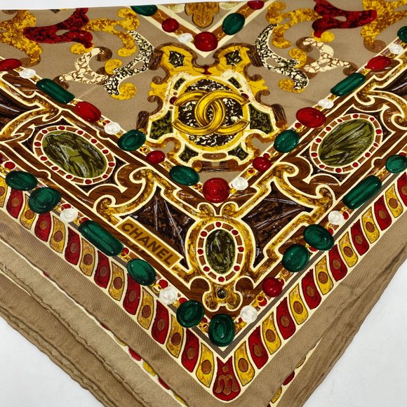 Chanel Silk Scarf Autumnal Birds CC Ornate Classic Mosaic - Picture 8 of 11